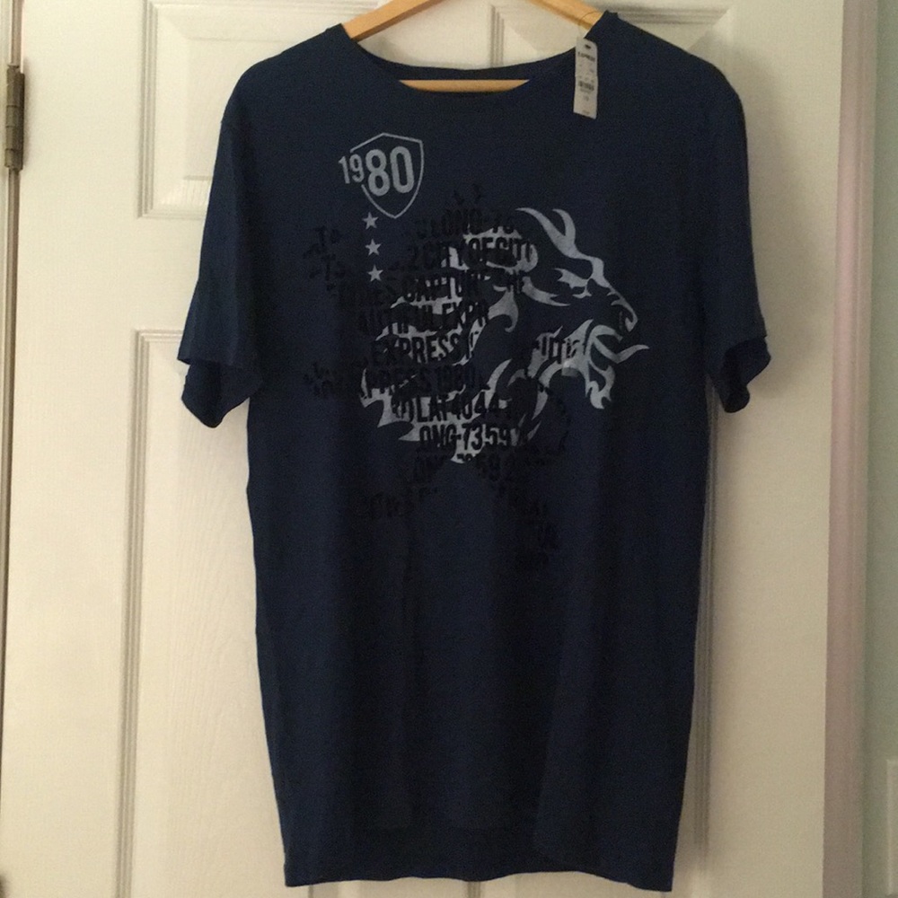 NWT Navy blue graphic tee by Express. Men’s Large.